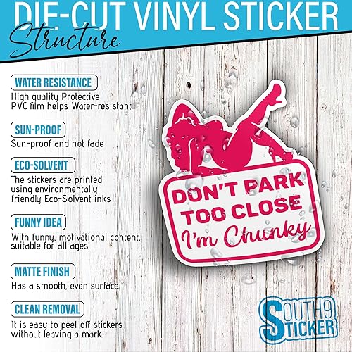 Miniatura 8 de (3 unidades) Don't Park Too Close I'm Chunky Pegatinas lindas rosadas divertidas conductoras de coche de 4 pulgadas, calcomanías de vinilo