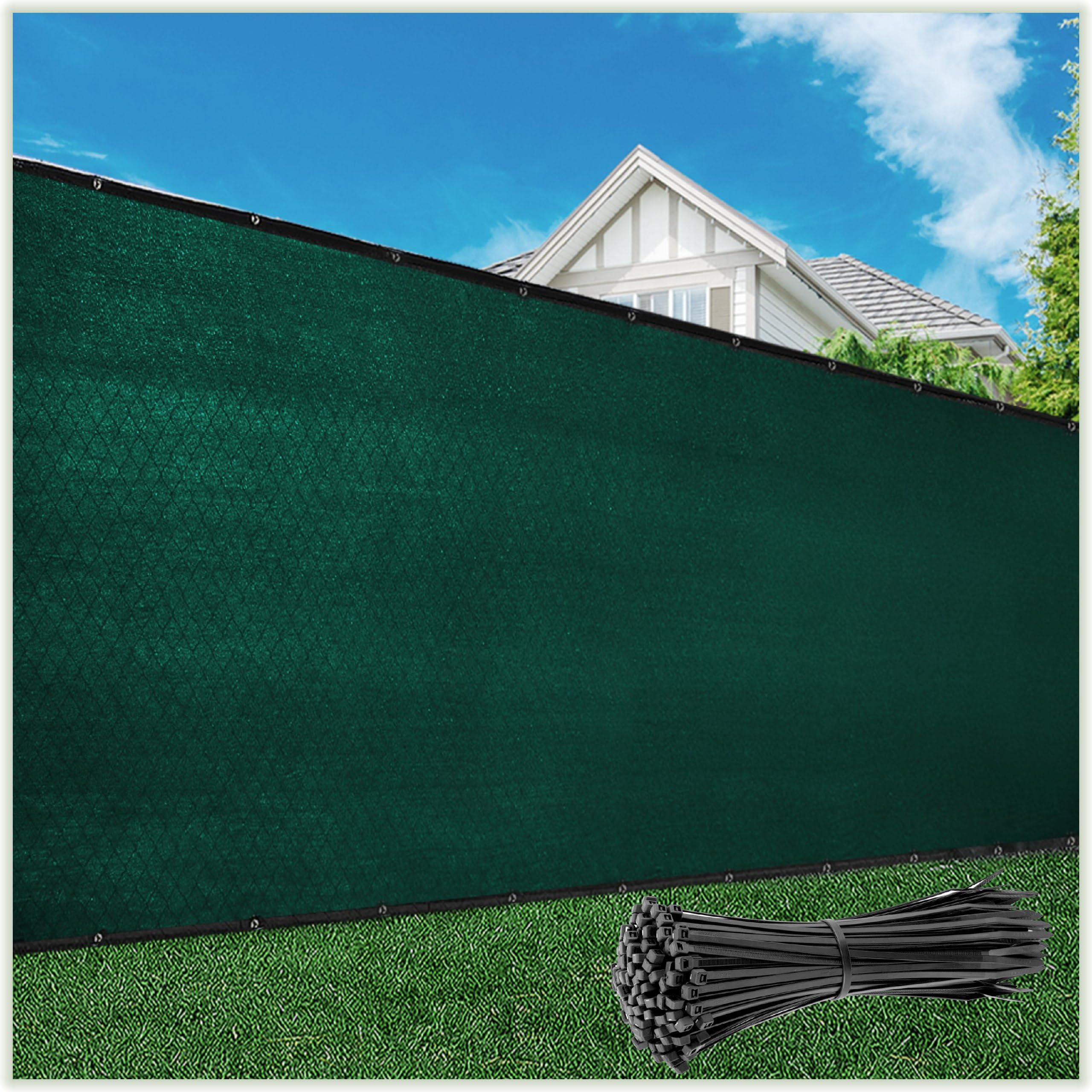 2nd Generation 4' x 50' Green Fence Privacy Screen Windscreen Cover Fabric Shade Tarp Netting Mesh Cloth - Commercial Grade 170 GSM - Heavy Duty - 3 Years Warranty - Custom