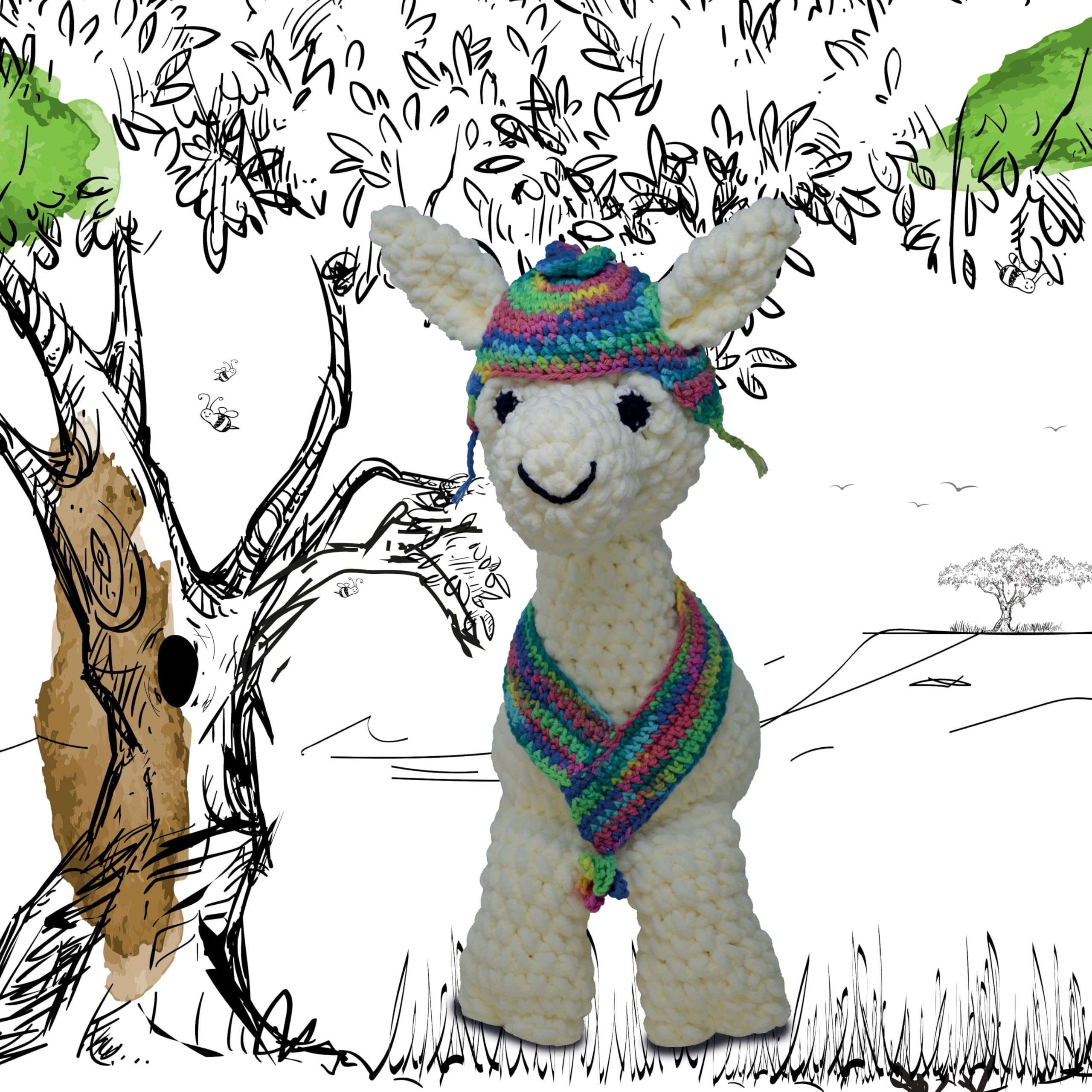 KNITTY CRITTERS – Main Collection – Lulu Llama| Beginner-Friendly Crochet Craft Kit with Recycled Yarn