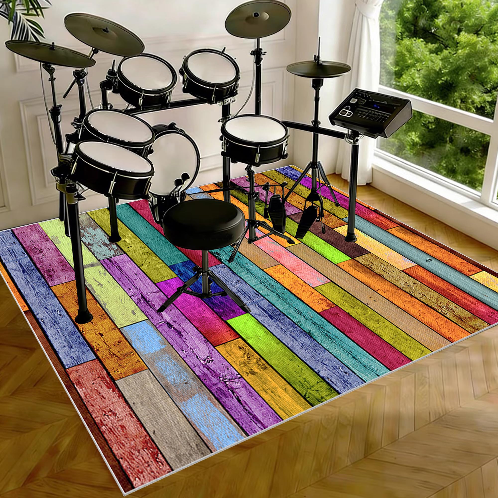 Tappeto a Tamburo Tappeto per Batteria Acustica 180 x 160 cm Tappeti Antiscivolo Insonorizzato per Batteria Elettroniche Rullante Grancassa Strumenti Musicali Tappeto A Tamburo Tappeto Batteria