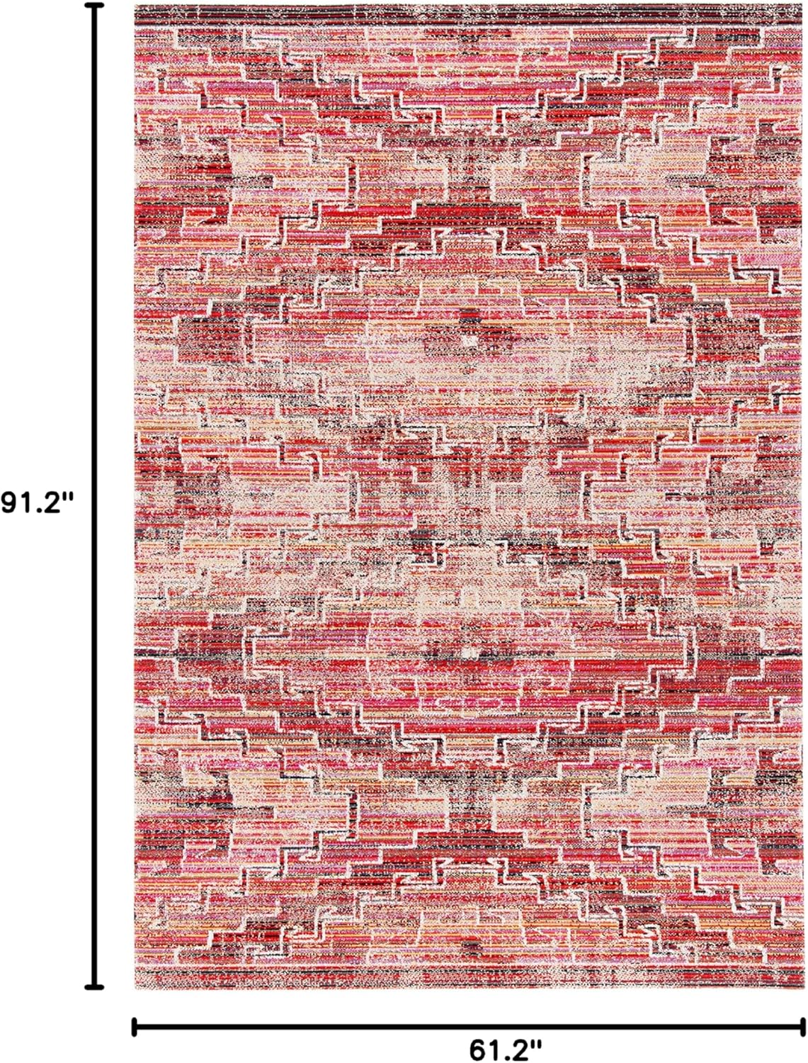 SAFAVIEH Washable Rug Outdoor Montage Collection - 5'1" x 7'6", Rust & Ivory, Non-Shedding & Easy to Clean, Ideal for Patio, Backyard, Mudroom (MTG241P)