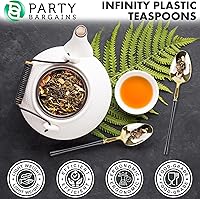 Vista 276 de Party Bargains Disposable Plastic Black Gold Cutlery Set, Infinity Modern Design Utensils, 40 Pack: 16 Forks, 8 Knives, 16 Spoons