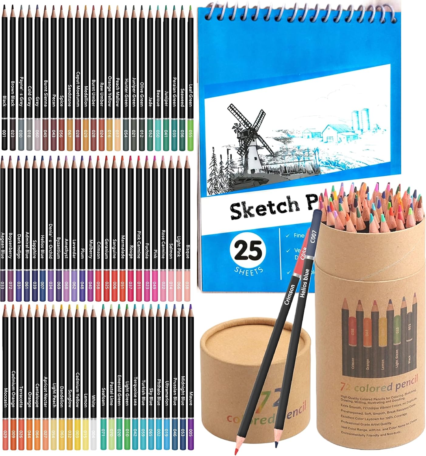 76 Pc Colour Pencils for Adult with 25 Sheets A5 Sketch Book Coloring Soft Core Pencil Colours Artist Sketching Drawing Pencils Art Supplies for Adults Kids Color Pencil Set Gifts