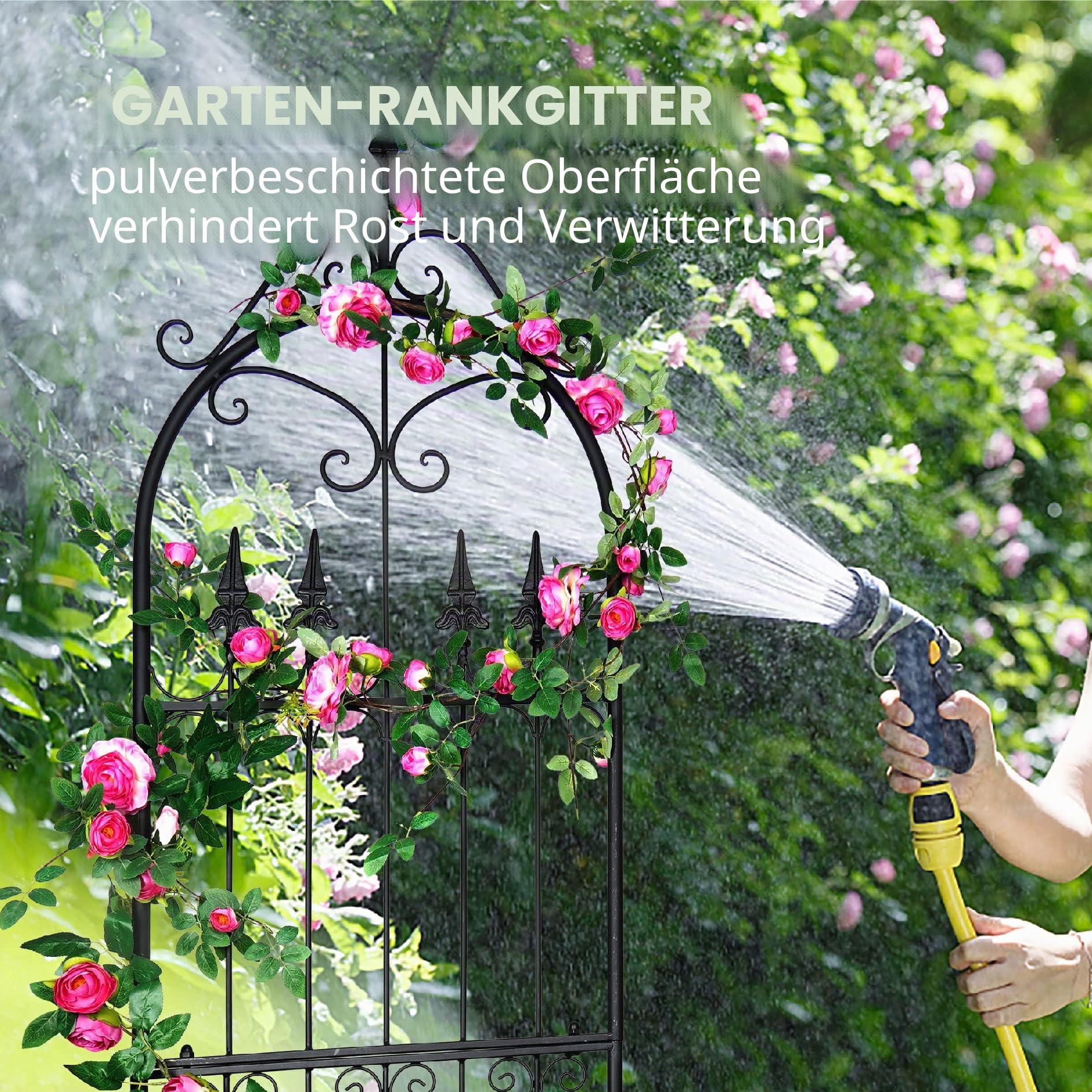 GARDEN Garten Rankgitter 220x55x1.3CM für Kletterpflanzen Metall Eisen Draht Rankhilfen für Outdoor Kletterpflanzen Unterstützung