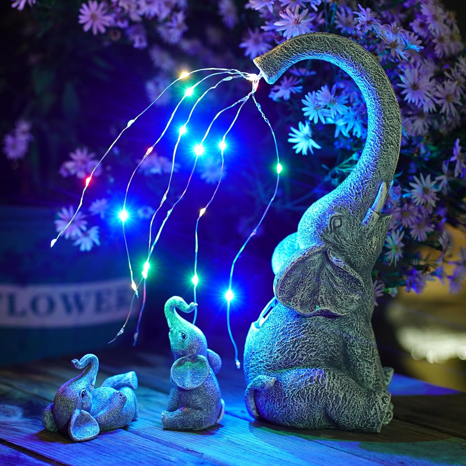 Goodeco Garden Elephant Statue Outdoor - Solar Watering Lights, Perfect for Yard, Patio, and Pathway Decor - Ideal Gardening Gifts - Image 6
