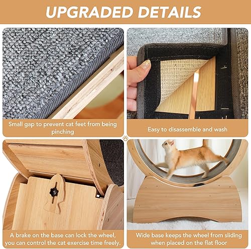 Miniatura 2 de NEOCOZY Rueda de ejercicio para gatos, ejercitadora de rueda para gatos de interior con mecanismo de bloqueo, rueda de gato silenciosa, caminadora