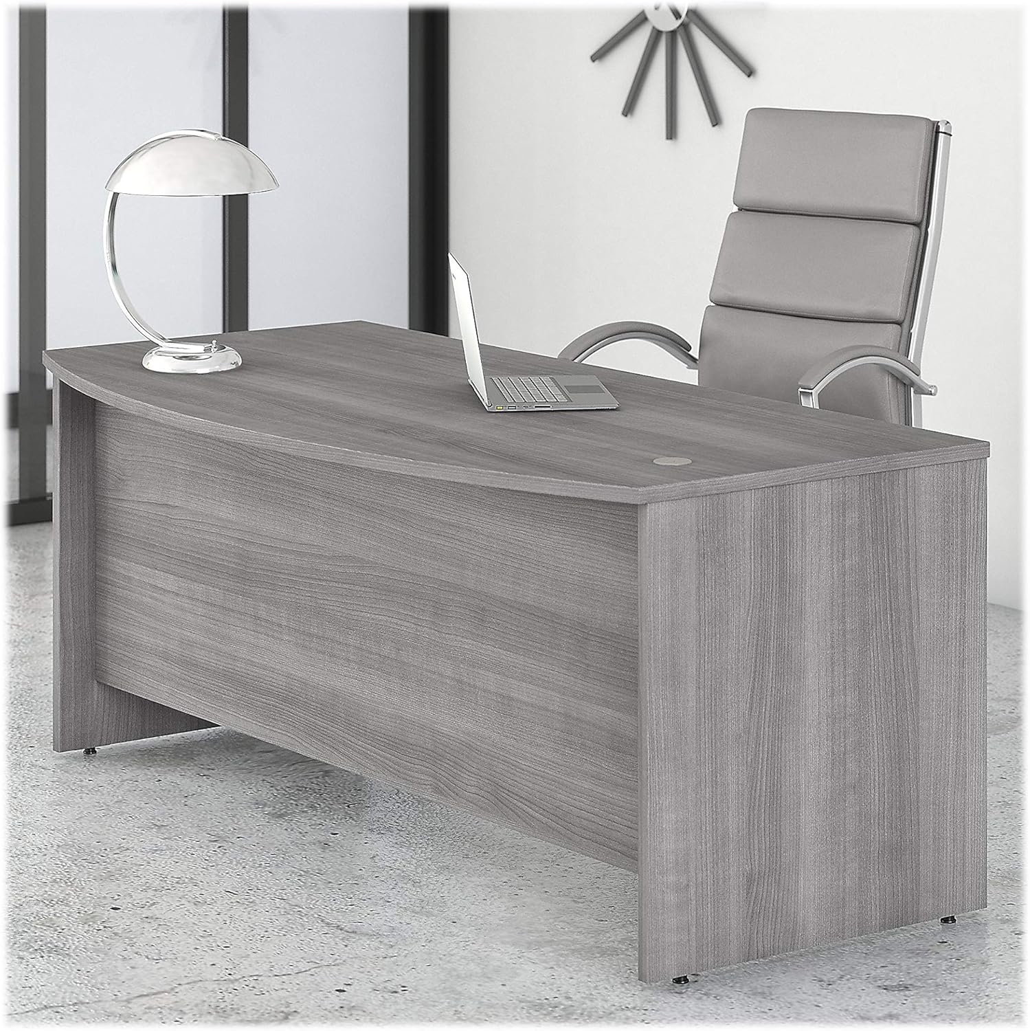 Bush Business Furniture Studio C 72W x 36D Bow Front Desk in Platinum Gray, Computer Table for Home or Professional Office