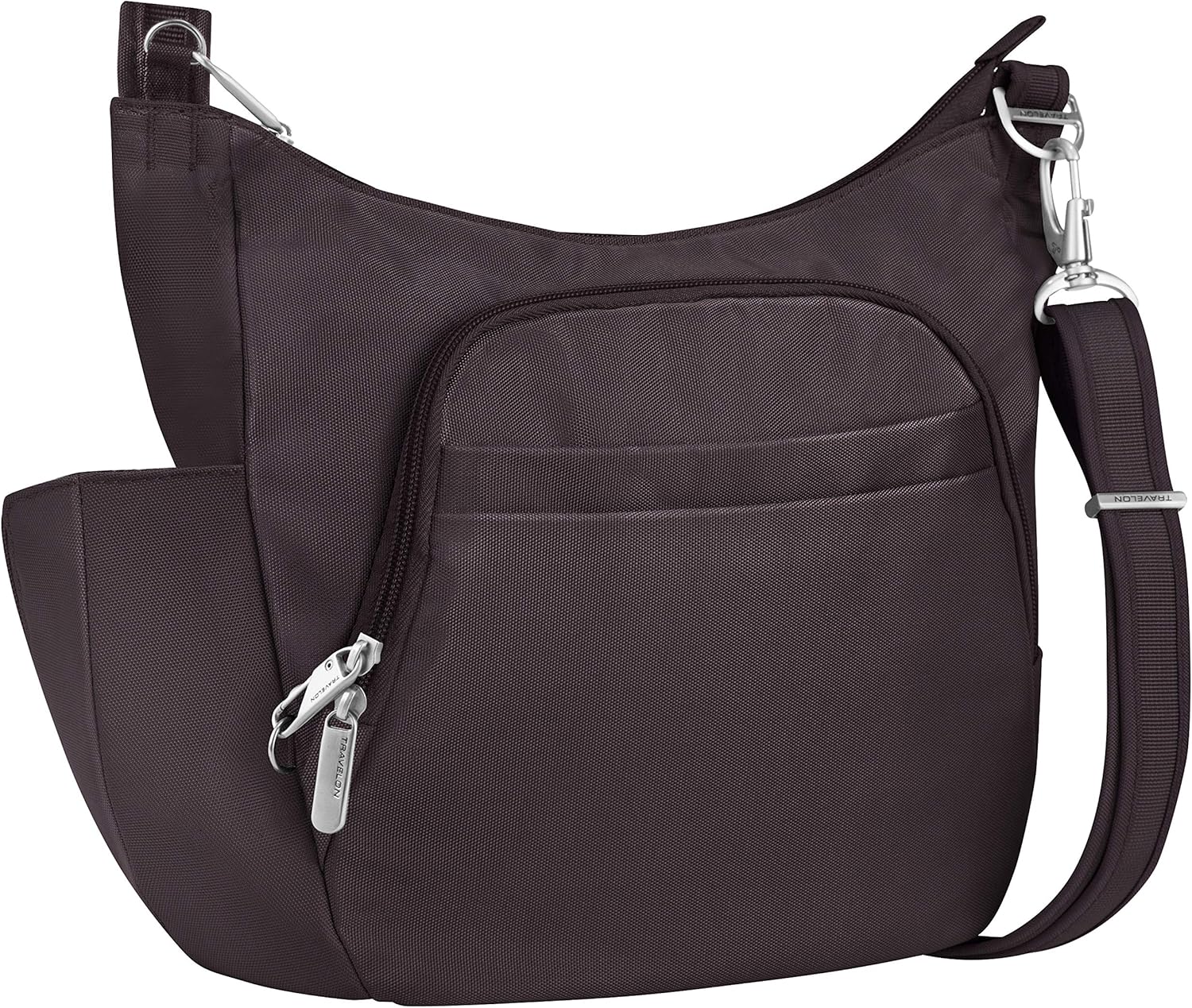 Travelon Anti-theft Classic Crossbody Bucket Bag (Black Twill - Exclusive Color w/Teal Lining)
