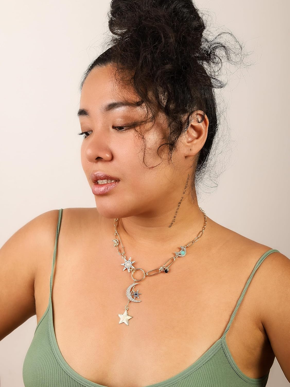 Sacina Gothic Boho Moon and Star Necklace, Star Jewelry, Charm Boho Necklace, Christmas Jewelry Gift For Women - Image 2