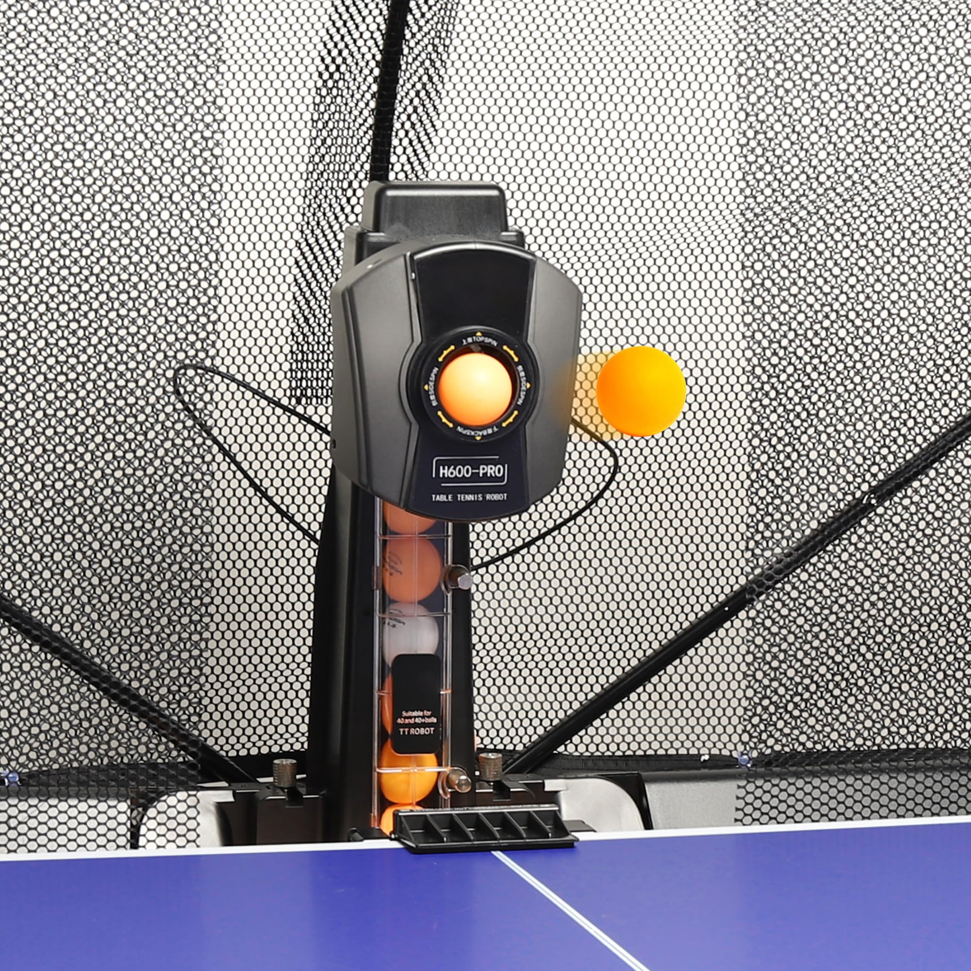 Máquina automática de Pelota de Ping Pong, 40mm Robot de Tenis de Mesa con Red para Pelotas Multi-rotación Multi-caída Robot de Entrenamiento automático de Ping Pong