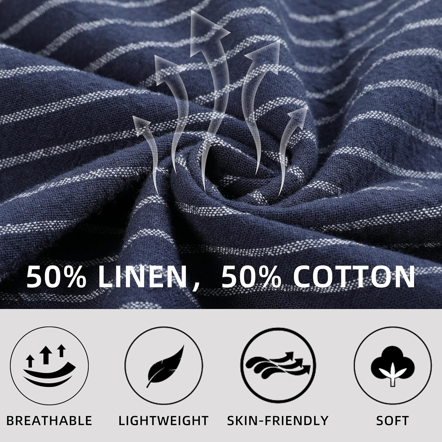 Womens Casual Linen Pants Wide Leg High Elastic Waisted Drawstring Summer Pants - Image 6