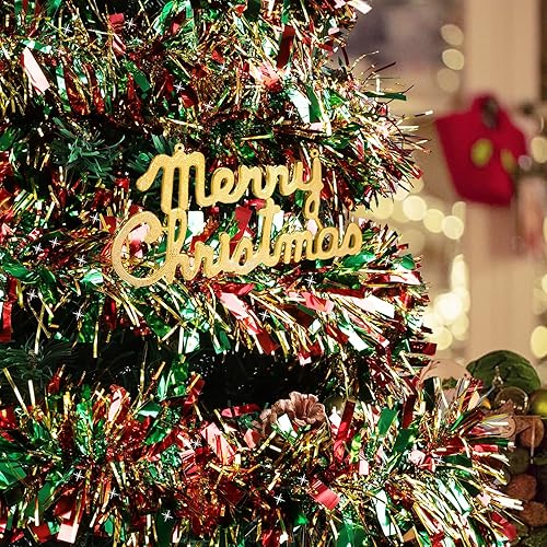 Miniatura 2 de Guirnalda de oropel de Navidad de 50 pies, guirnalda metálica para árbol de Navidad, fiesta de Año Nuevo, cumpleaños, vacaciones, decoración