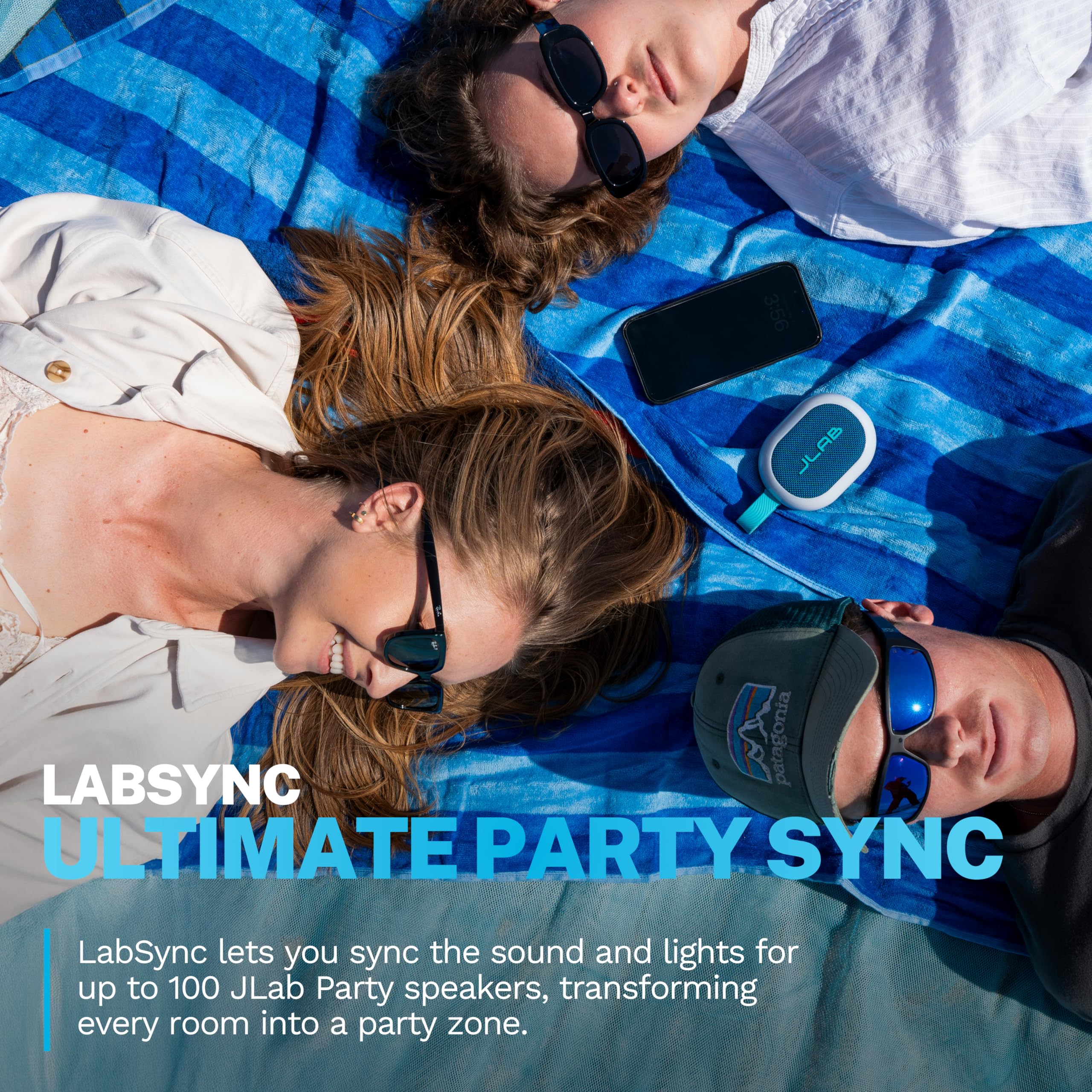 JLab, Pop Party, Portable Bluetooth Speaker, Waterproof, RGB LED Lighting, Navy Product Image 4