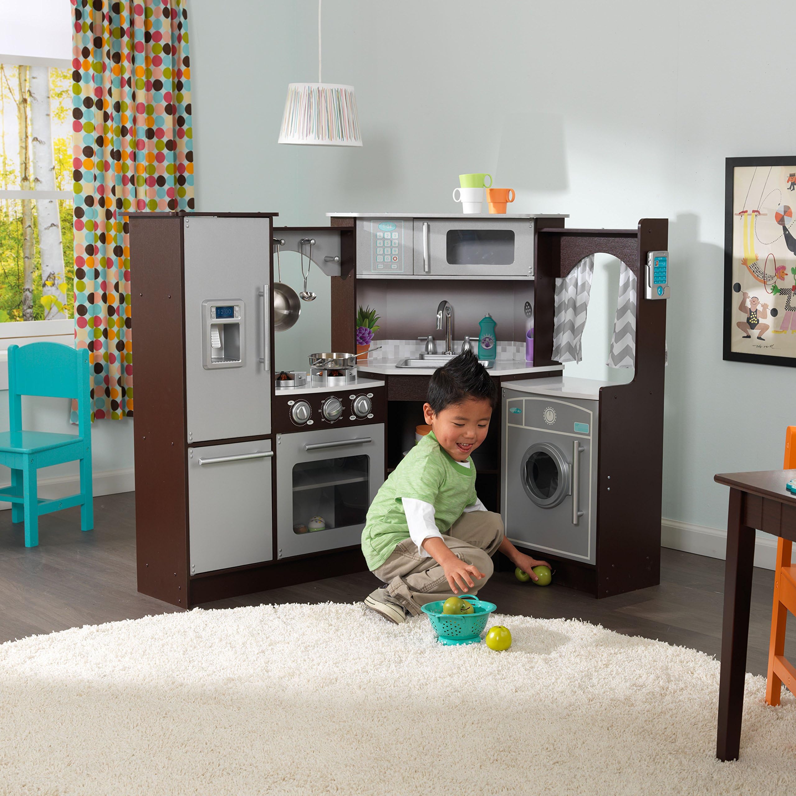 KidKraft (53365 Ultimate Corner Play Kitchen with Lights & Sounds, Espresso (.A Espresso)