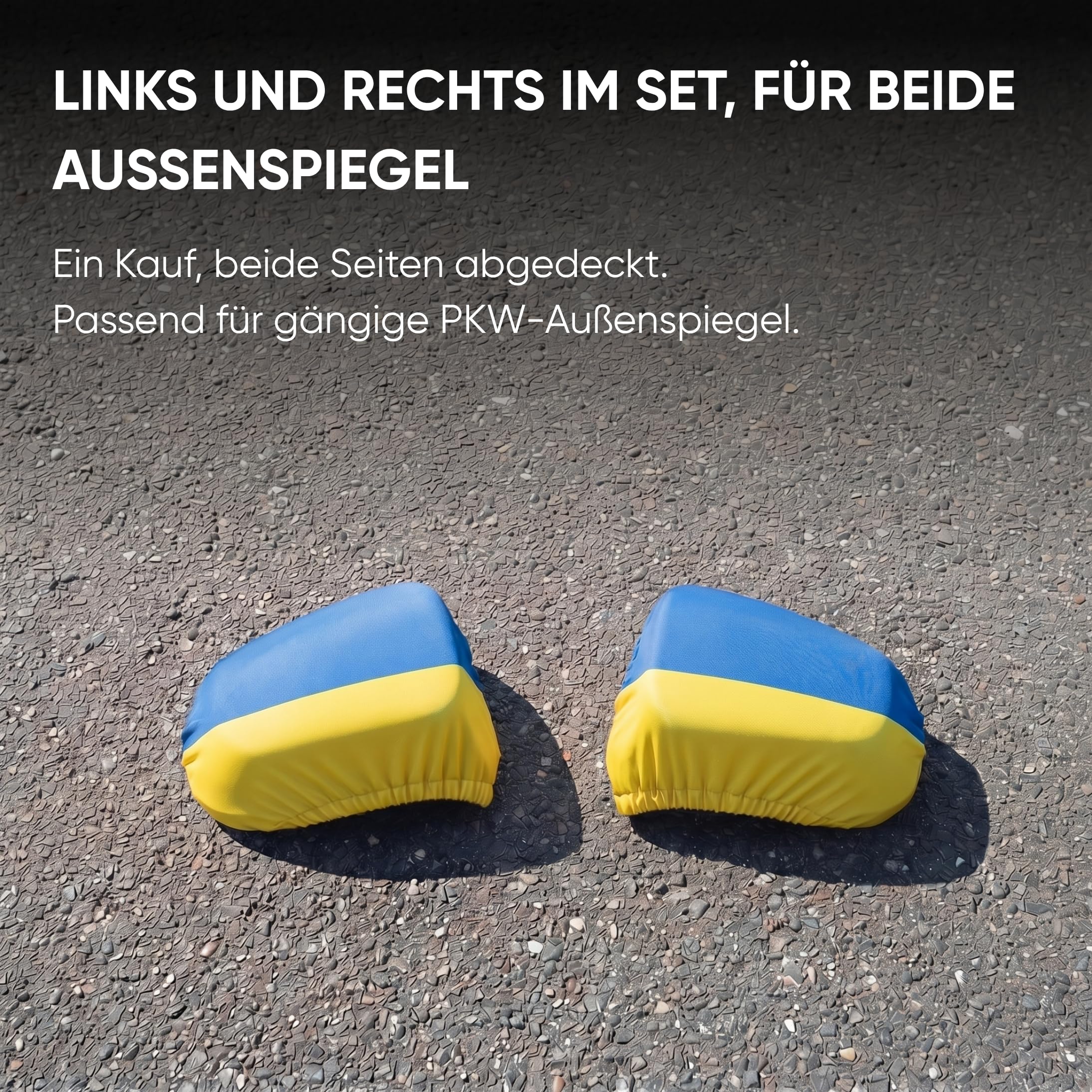 Auto Fahnen Ukraine Komplett Set - Motorhaubenfahne, 2 Autofahnen Fenster & 2 Außenspiegelfahnen, Fußball Fanartikel FZG für EM & WM, Ukrainische Flagge Fahrzeug Deko