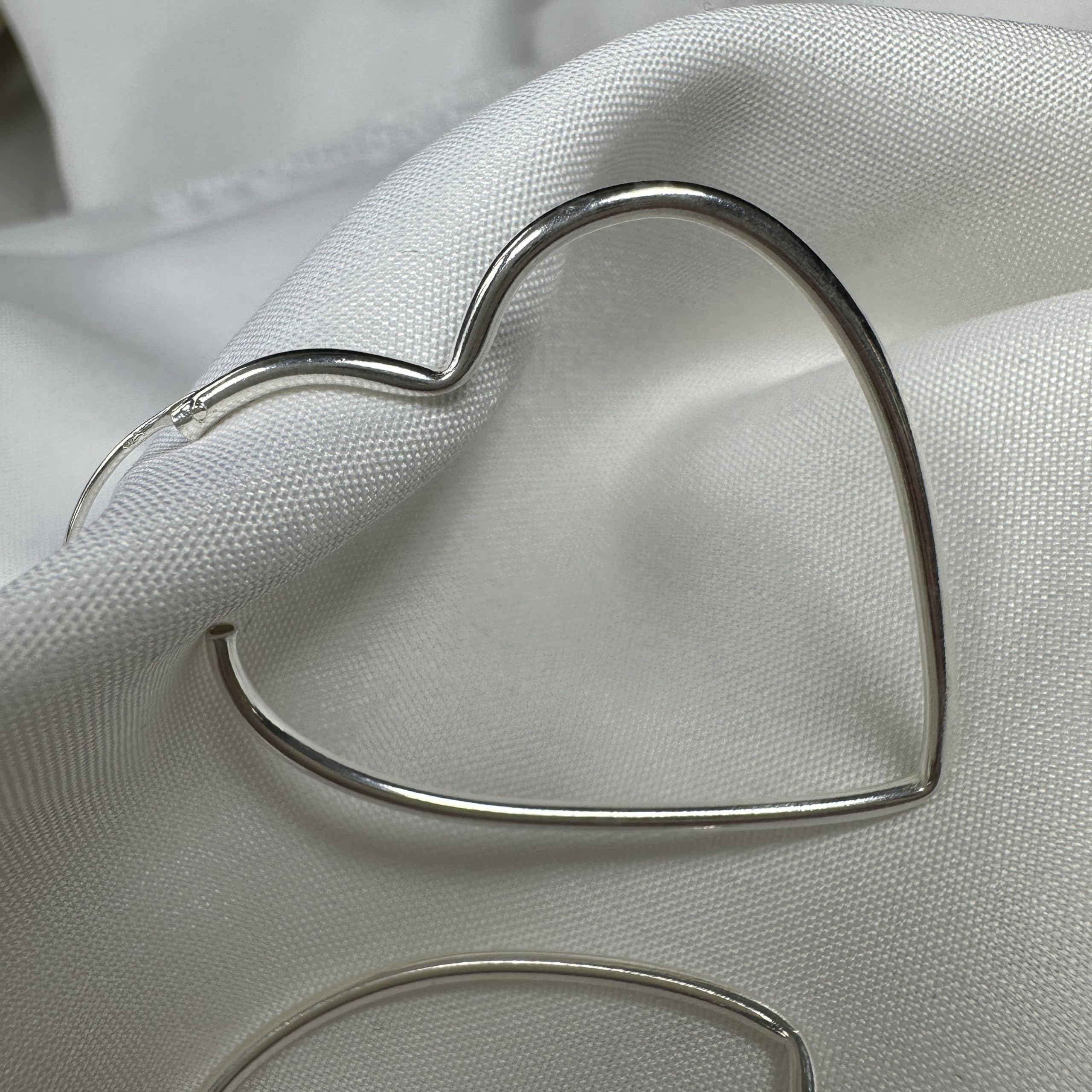 Groß 42 mm Sterlingsilber Herz Creolen Ohrringe