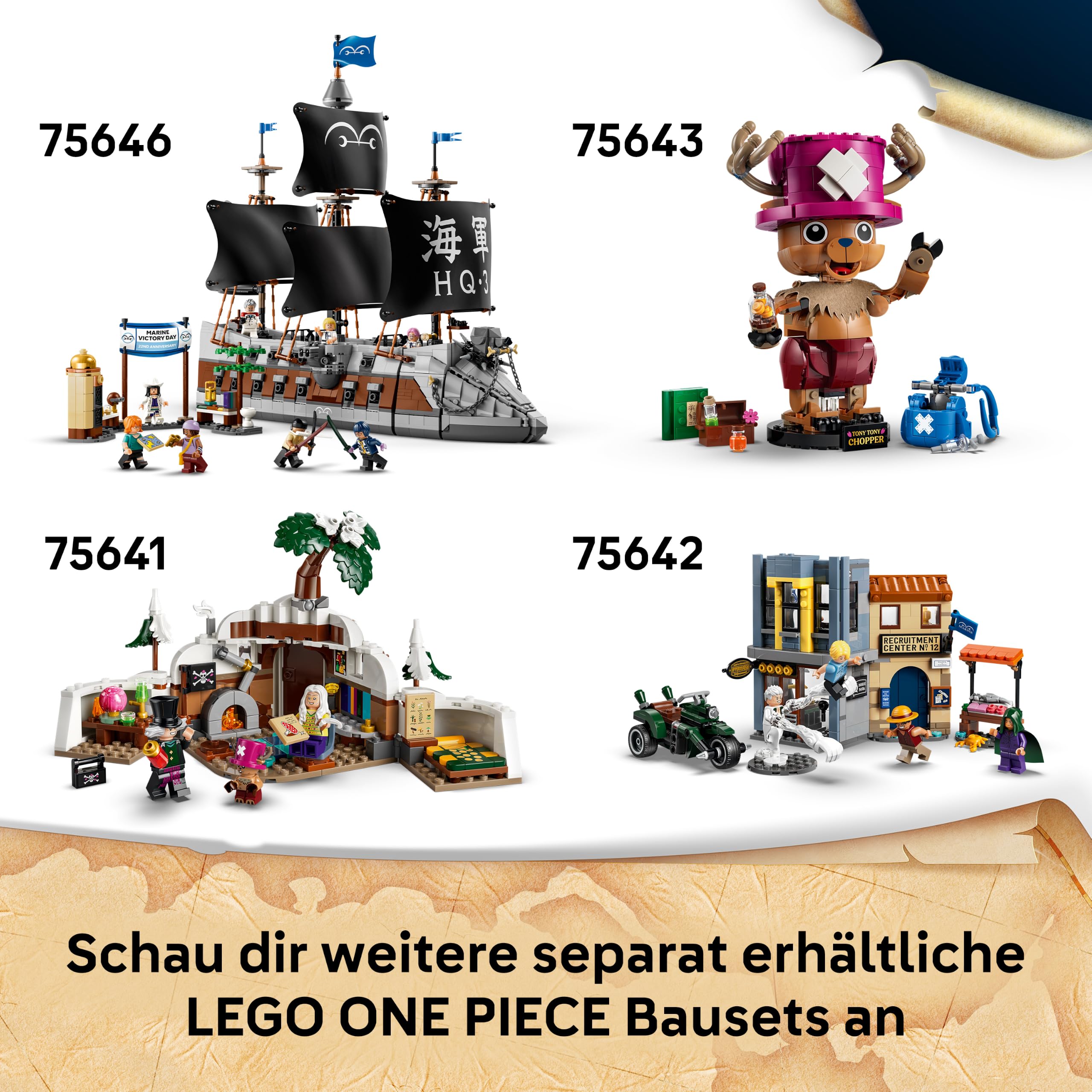 LEGO ONE PIECE Duell im Schloss Drumm - Modellbau mit 6 Minifiguren inkl. Luffy, Nami und Chopper - Kinderzimmer Deko und Geschenk für Jungen, Mädchen und Fans ab 9 Jahren - 75645