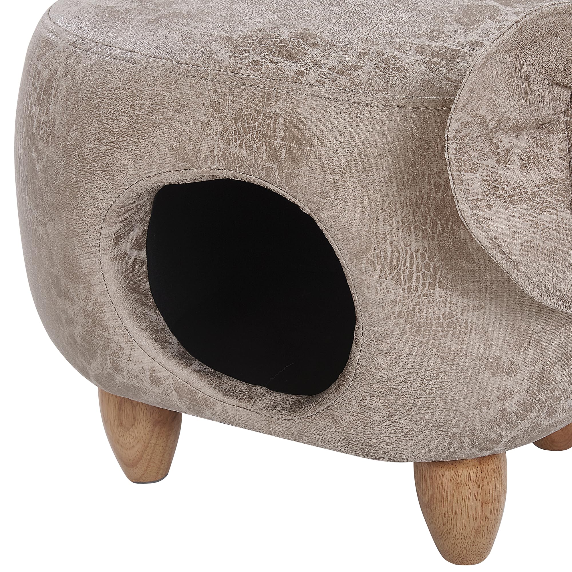 Beliani Praktischer Hocker für Kinder und Tiere in Elefanten-Form hellgrau Lederoptik mit Höhle Jumbo