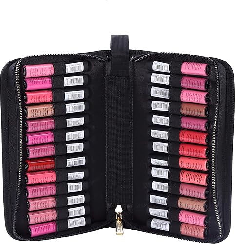 ROWNYEON Estuche organizador de lápiz labial, soporte para lápiz labial, bolsa de maquillaje de viaje, estuche de cosméticos de gran capacidad,