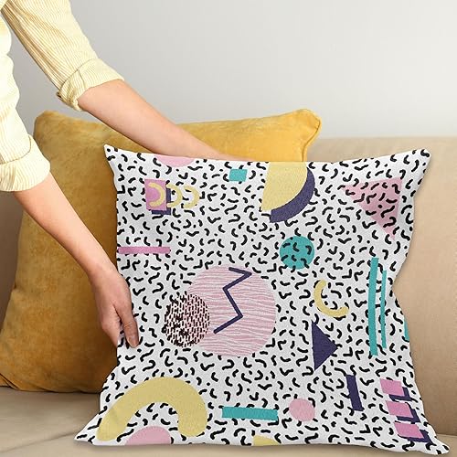 Miniatura 2 de Ambesonne Funda de cojín de los años 90, patrón geométrico en estilo retro con formas redondas de triángulo de media luna, funda de almohada