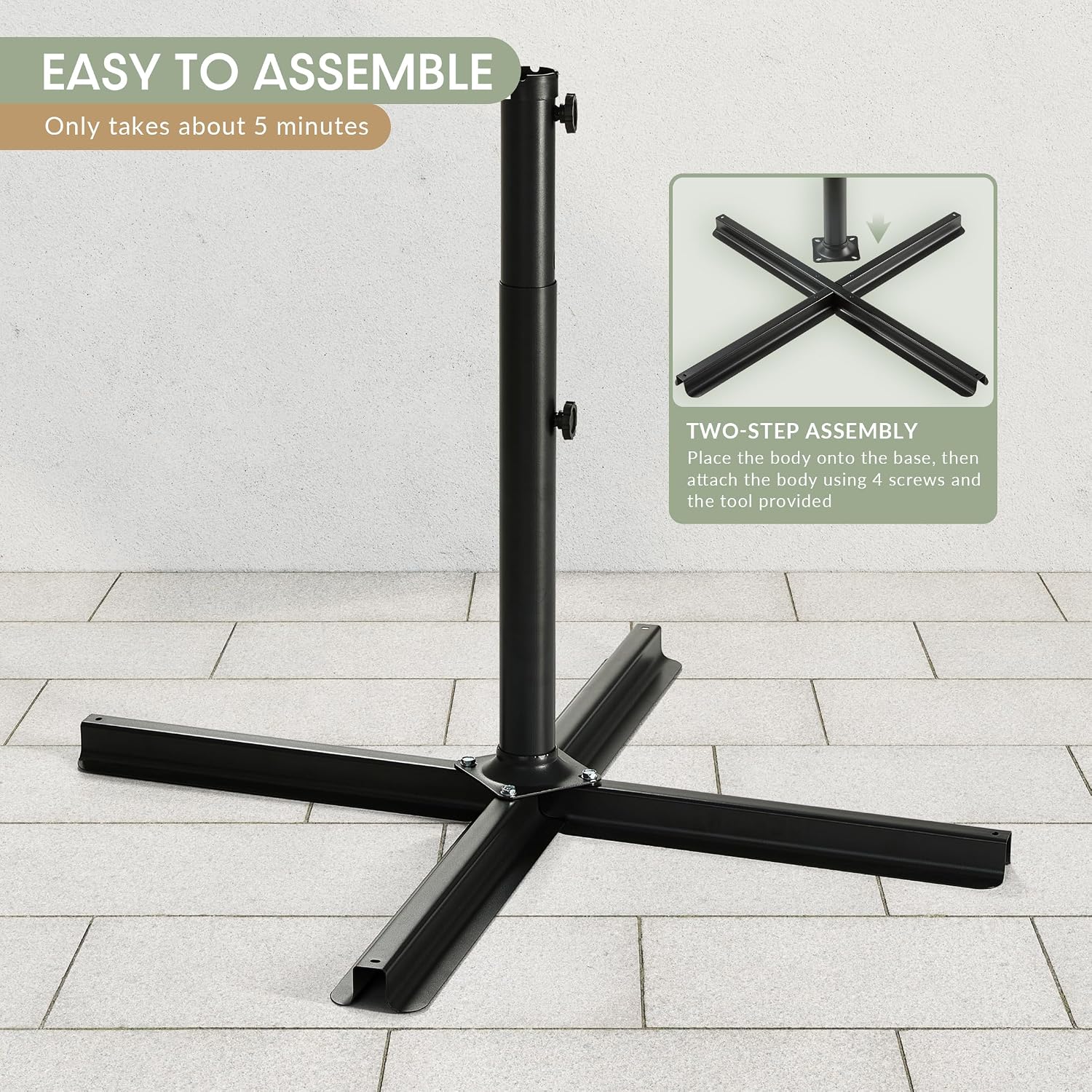 WestinTrends Universal Heavy Duty Patio Umbrella Cross Brace Stand for Outdoor Patio Umbrella, Black
