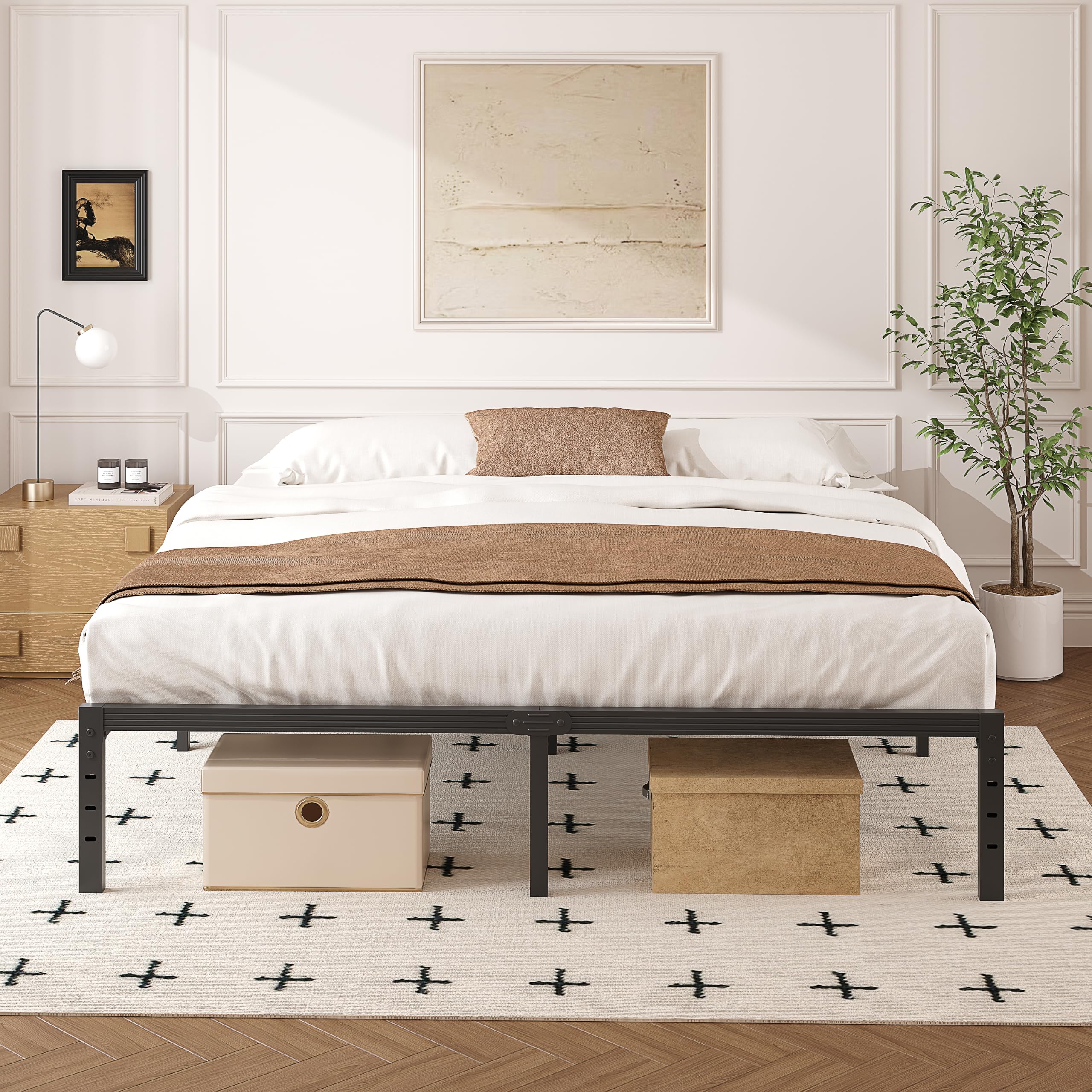 The Best Bed Frames Under $200 in 2026 (No Squeak) 3 Goltriever 18 Inch Heavy Duty Black Metal Platform Bed Frame with Mattress Suppo — product photo