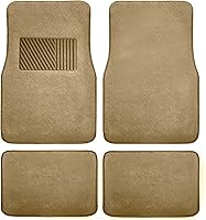 FH Group Beige Carpet Floor Mats 4-Piece Set - Universal Fit, Non-Slip Backing, Driver Heel Pad, Deluxe Protection