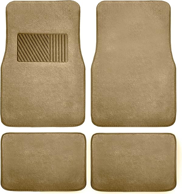 FH Group F14403BEIGE Universal Fit Tapis Beige Automotive Floor Mats convient à la plupart des voitures, des VUS et des camions avec Talon Pad Deluxe