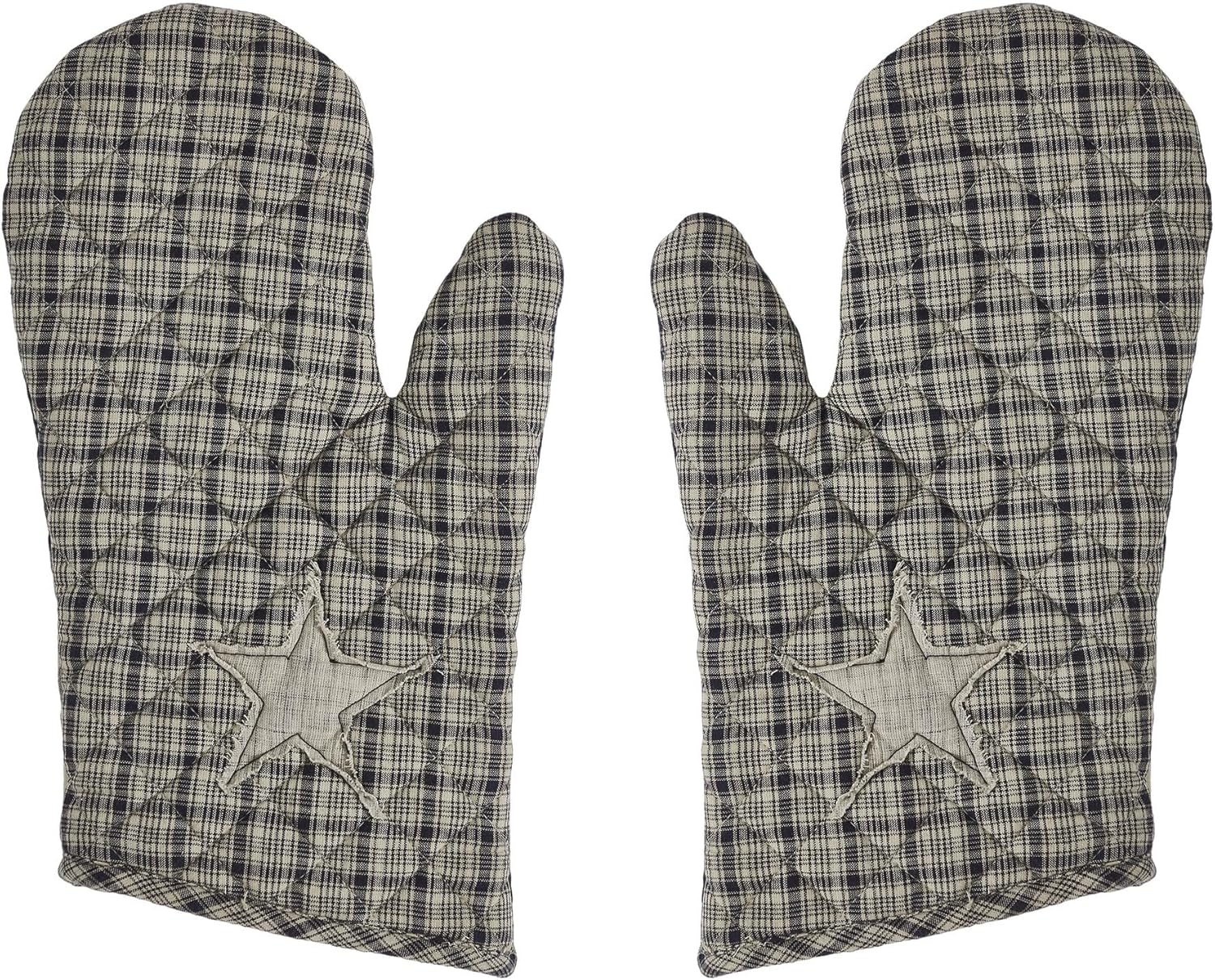 VHC Brands Cotton Oven Mitt Set of 2, Appliqued, Heat Resistant, Baking Glove Pot Holder, Kitchen Mitts, My Country Collection, 12.5x8, Navy