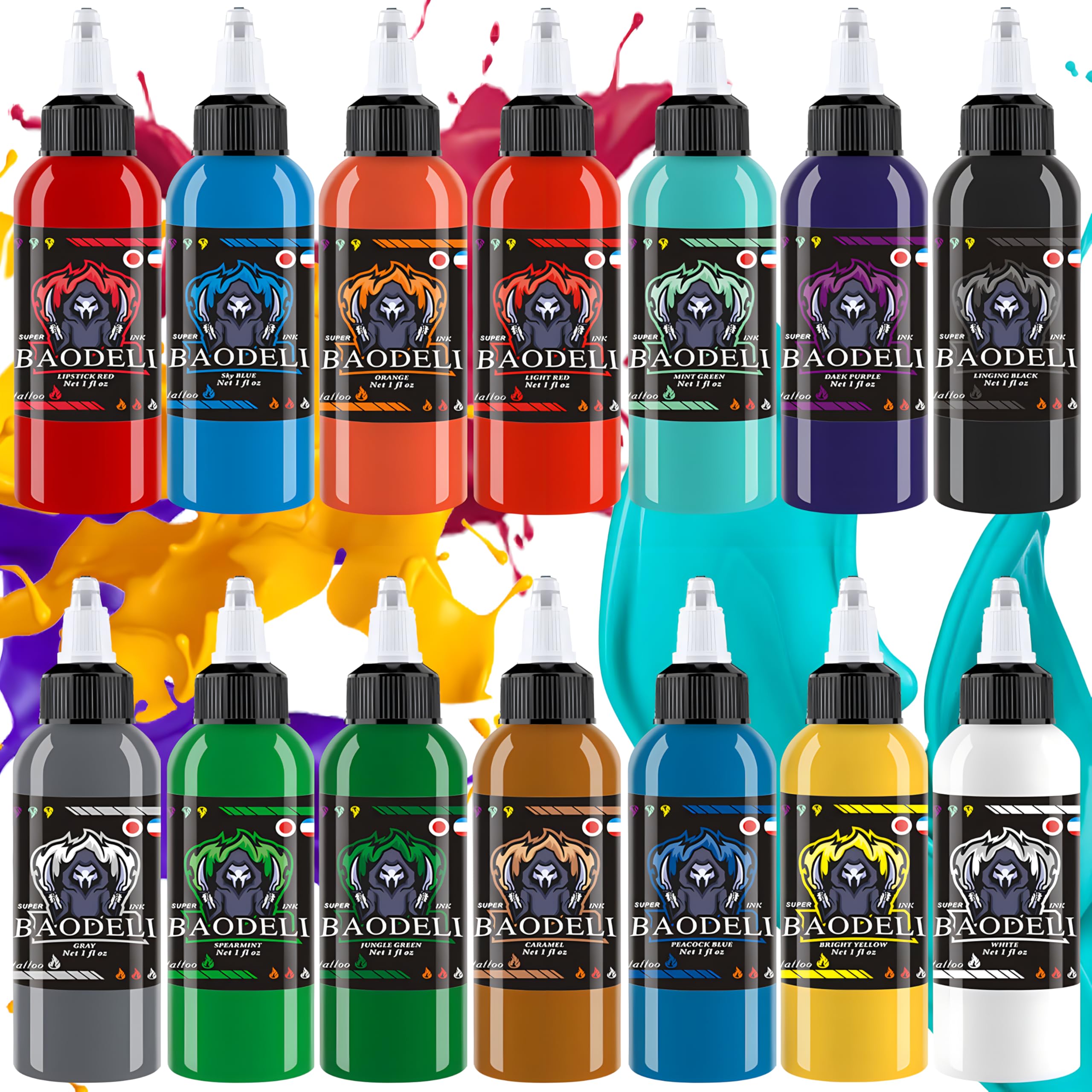 DLD Professional 14 Bottle Tattoo Ink Set (1 oz Pro) EU Pigments 30 ml Tattoo Supplies