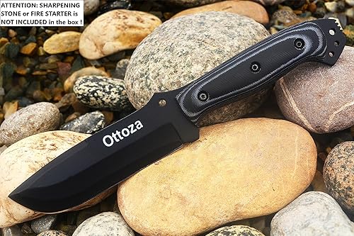Miniatura 6 de Ottoza Cuchillo Bushcraft de acero al carbono 1095 y mango Micarta  Cuchillo de supervivencia  Cuchillo de camping  Cuchillo táctico  Cuchillo de