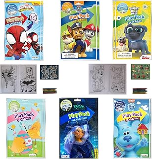 (12 PACK) Grab & Go Play Packs Kids Coloring Books With Crayons Party Favor Bulk for Boys Girls Princess Superhero Cartoon Characters Bulk activity books for kids Coloring Packs Bundle