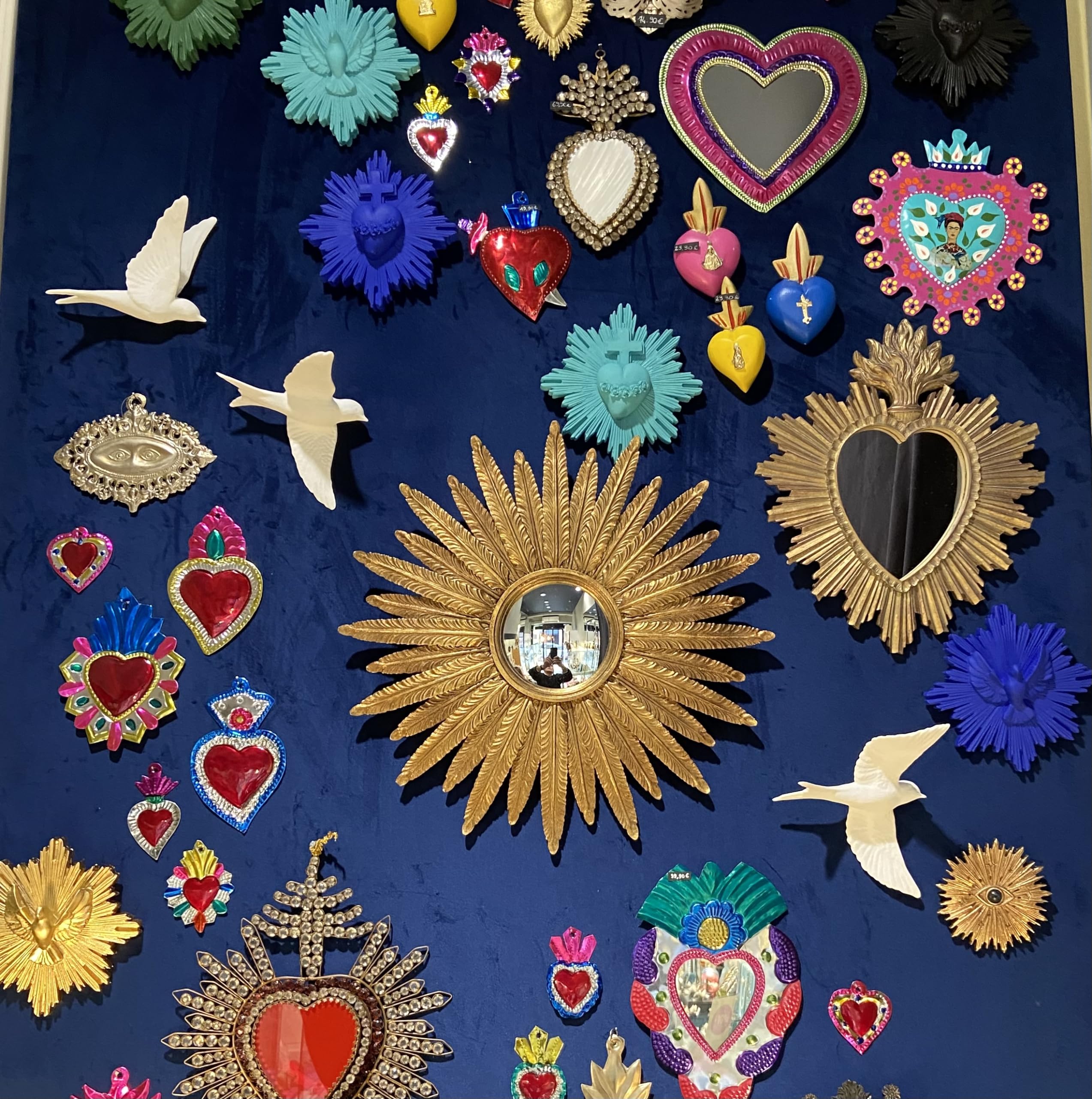 Générique Ex-voto Mural Décoratif, Cœur Sacré Doré, 17 Cm