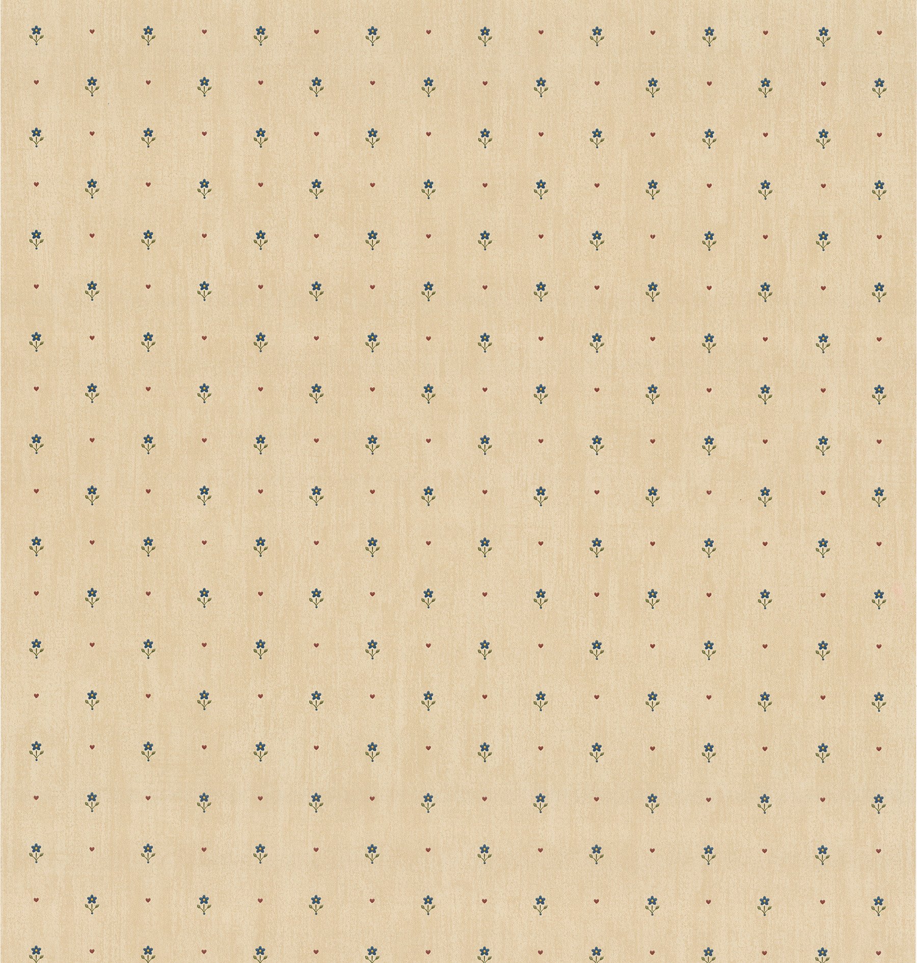 Papier peint floral et cœur beige Brewster à motif traditionnel campagnard rouleau grande longueur