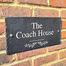 Bespoke Slate House Signs - Handmade Custom Door Number Wall Plaque with Rustic Black Farmhouse Design - Includes Screws & Fixings - Ideal for Home, Office, Gate, Porch - 40 x 20cm