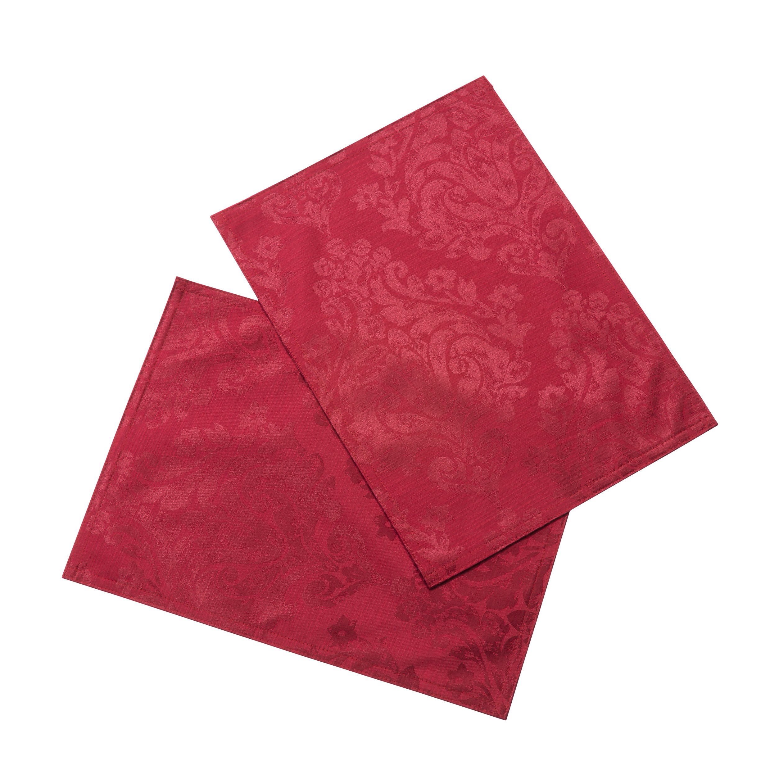 Palazzo Damask Chateau (Red-Burgundy) Pack Of 2 Placemats (33x45cm-13x18in Approx)