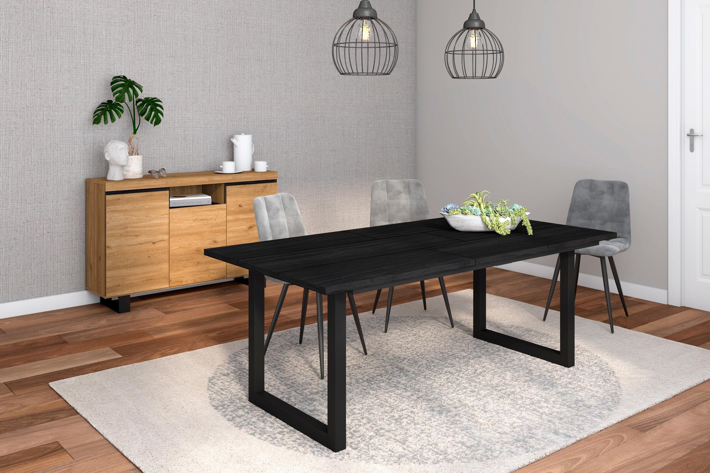 Credenza Soggiorno Stile Industriale Con Cassetto E 3 Ante - Mobile Multiuso Per Cucina, Ingresso O Camera - Foto 12