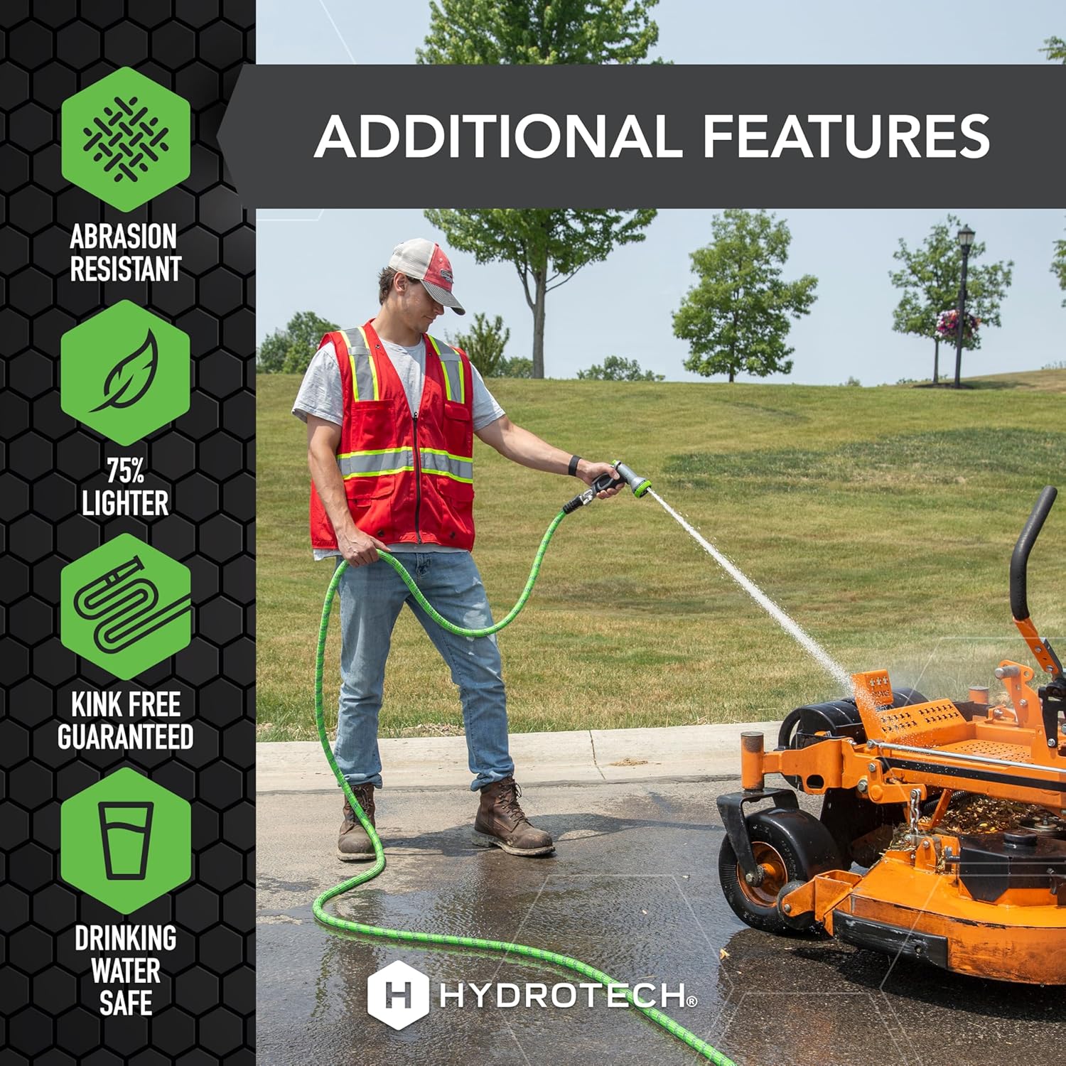 HydroTech 50 ft Expandable Garden Hose - Pro Series, 2x Max Flow, 3/4" No-Kink Flexibility, Lightweight Hose for Lawn, Garden, Car Washing, Deck and Patio Cleaning