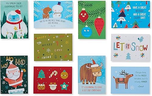 Miniatura 4 de American Greetings Mini tarjetas de Navidad para niños, loncheras de Papá Noel y amigos (40 unidades)