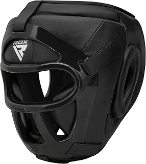 RDX Boxing Headgear Maya Hide Leather MMA Muay Thai, Removable Grill, Sparring Grappling Martial Arts, Kickboxing Taekwondo Karate BJJ Training Helmet