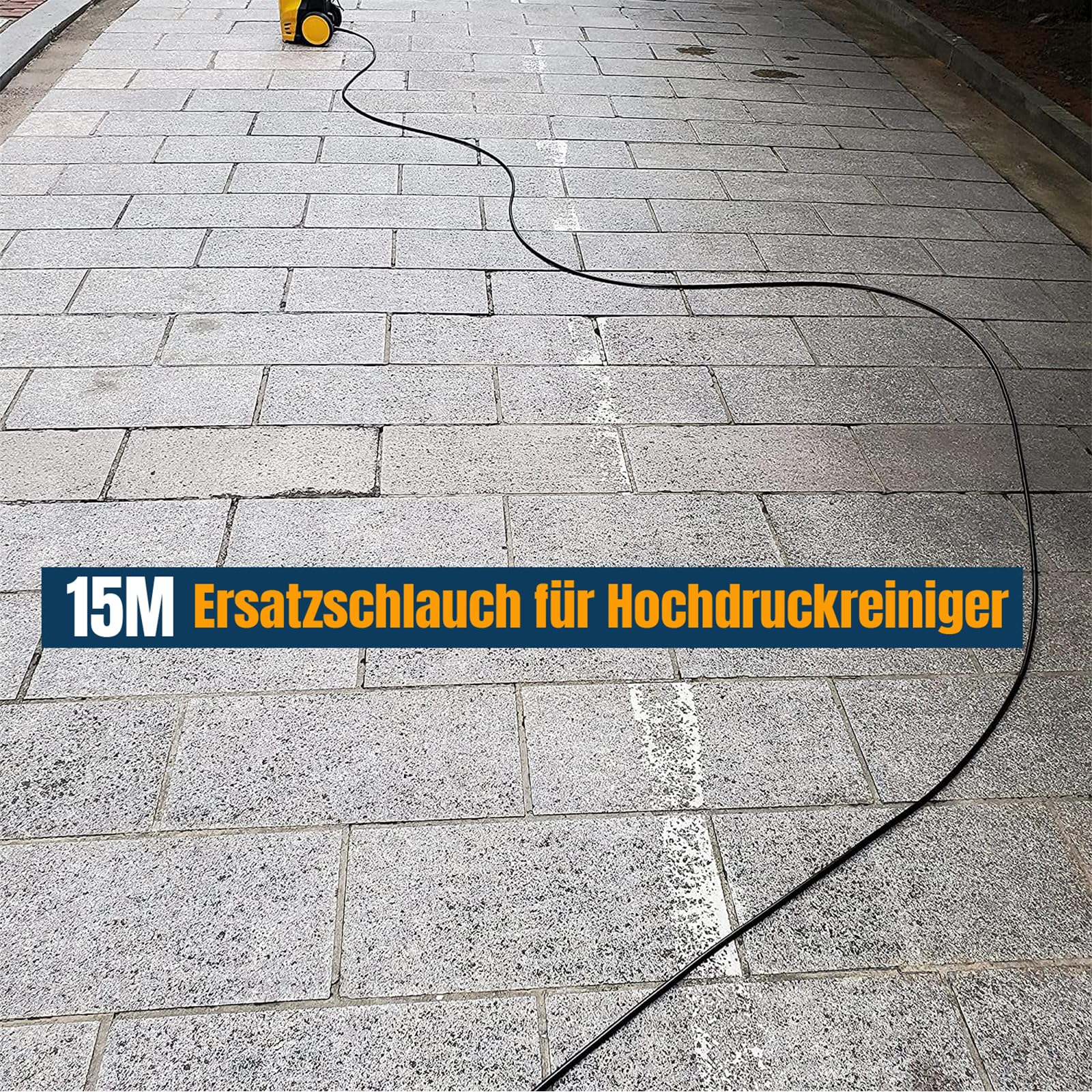 15M Hochdruckschlauch Kompatibel mit Kärcher K-Serie K2/K3/K4/K5/K6/K7, 180Bar Verlängerungsschlauch mit Quick Connect Anschlüsse, Hochdruckreiniger Ersatzschlauch