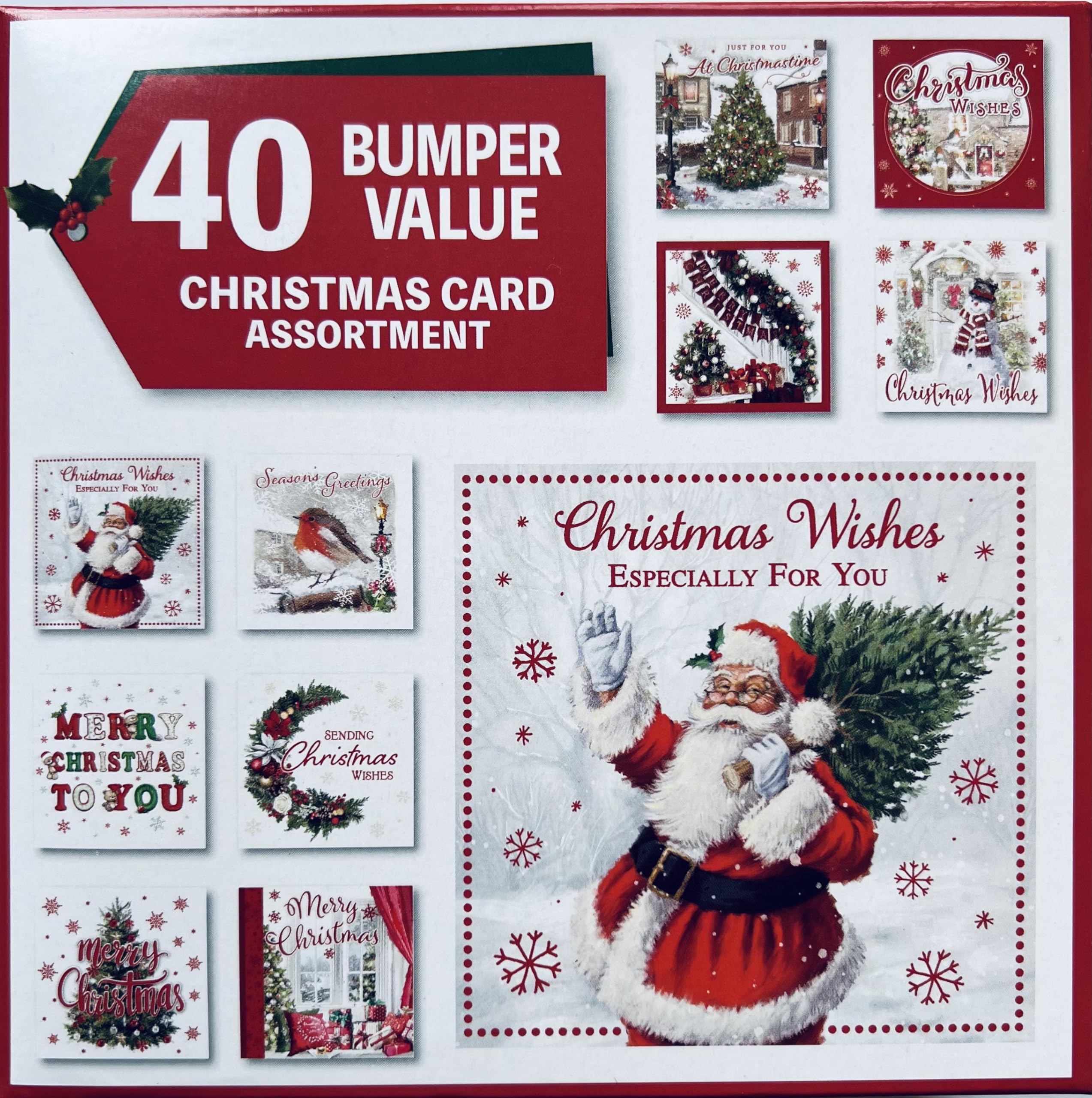 Christmas Cards Assortment Box Multipack, Pack of 40 Christmas Cards Boxed Bumber Value