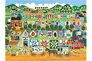 RoseArt Home Country- Quilt Valley Farm: A Relaxing and Colorful 1000-Piece Quilt Puzzle for Adults