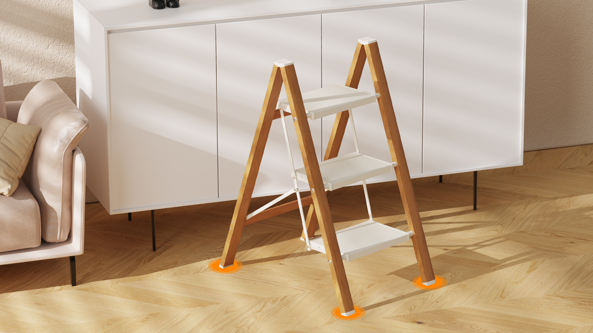 Mayi Plus 3 Step Lightweight Aluminum Folding Ladder, Portable