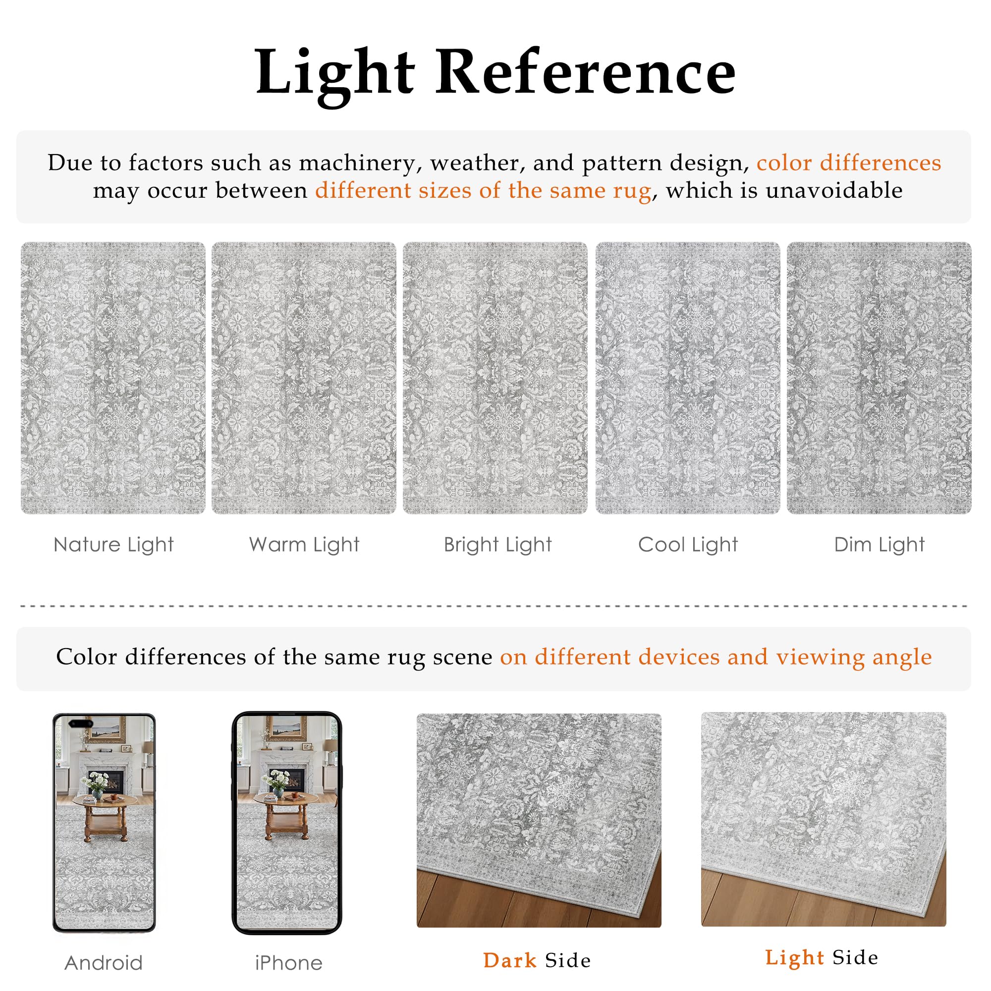 PureCozy 8x10 Area Rug Machine Washable Living Room Bedroom Vintage Distressed Non Slip Carpet Indoor Large Low Plie Thin Beige Dining Room Office Retro Accent Throw Rug: 2' x 3' (Rectangular) Vintage | Gray