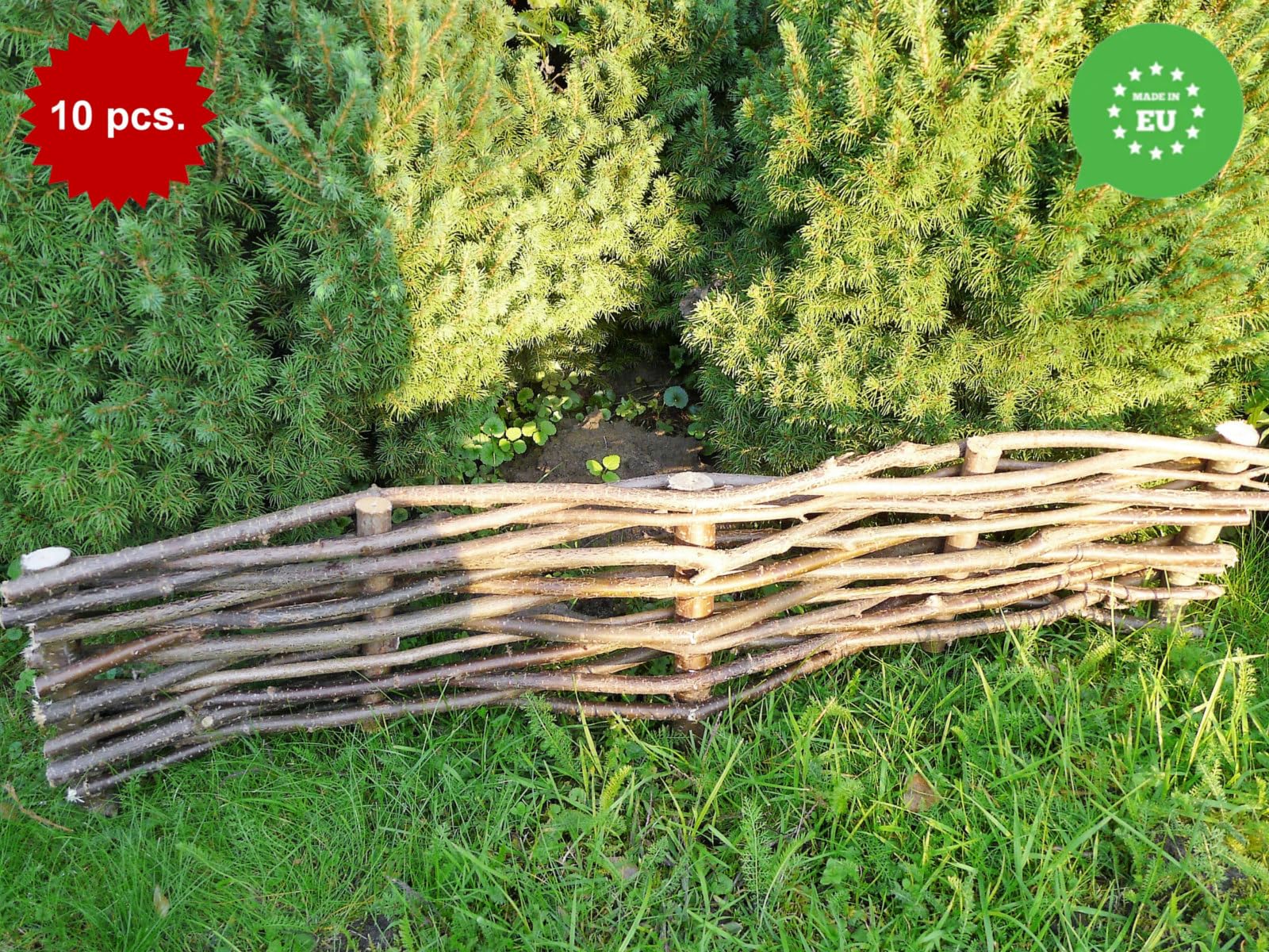 Bordure De Parterre 100x30 Cm - Lot De 10 Clôtures En Bois De Noisetier à Enfoncer - Palissade Jardin Naturelle