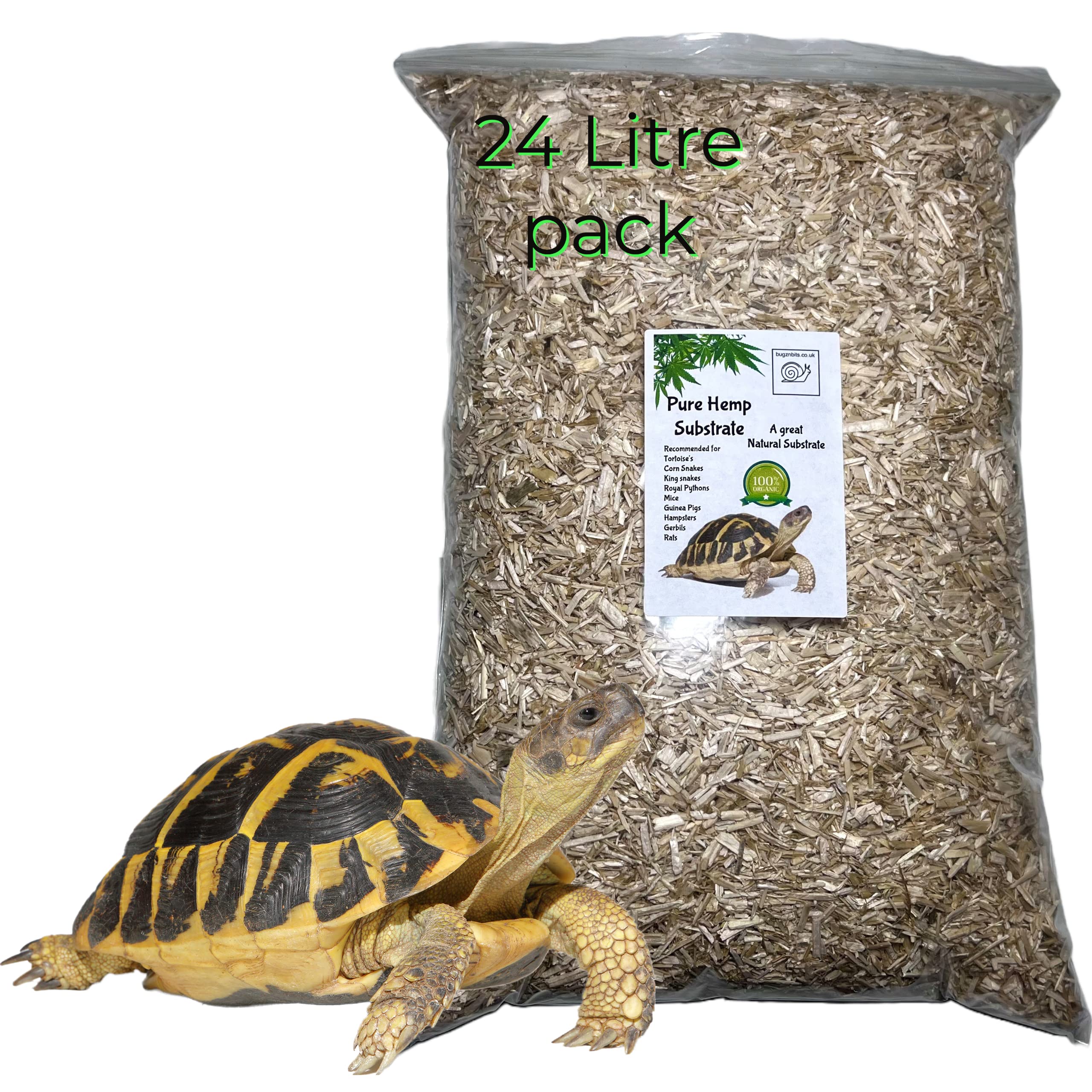 Bugznbits Pure Hemp Substrate, Natural EC0 PACK, Great for Snakes, Tortoises, Guinea Pigs (24 litre)