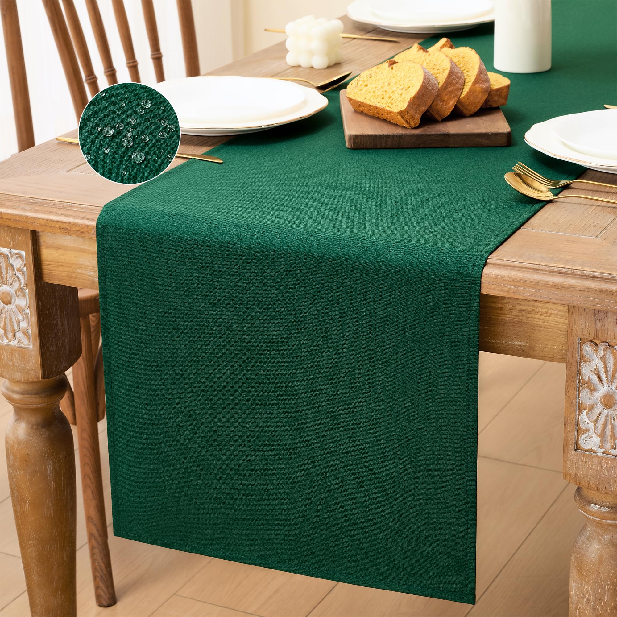 LAIDANLA Green Waterproof Table Runner 40 x 180 cm Christmas Table Runner
