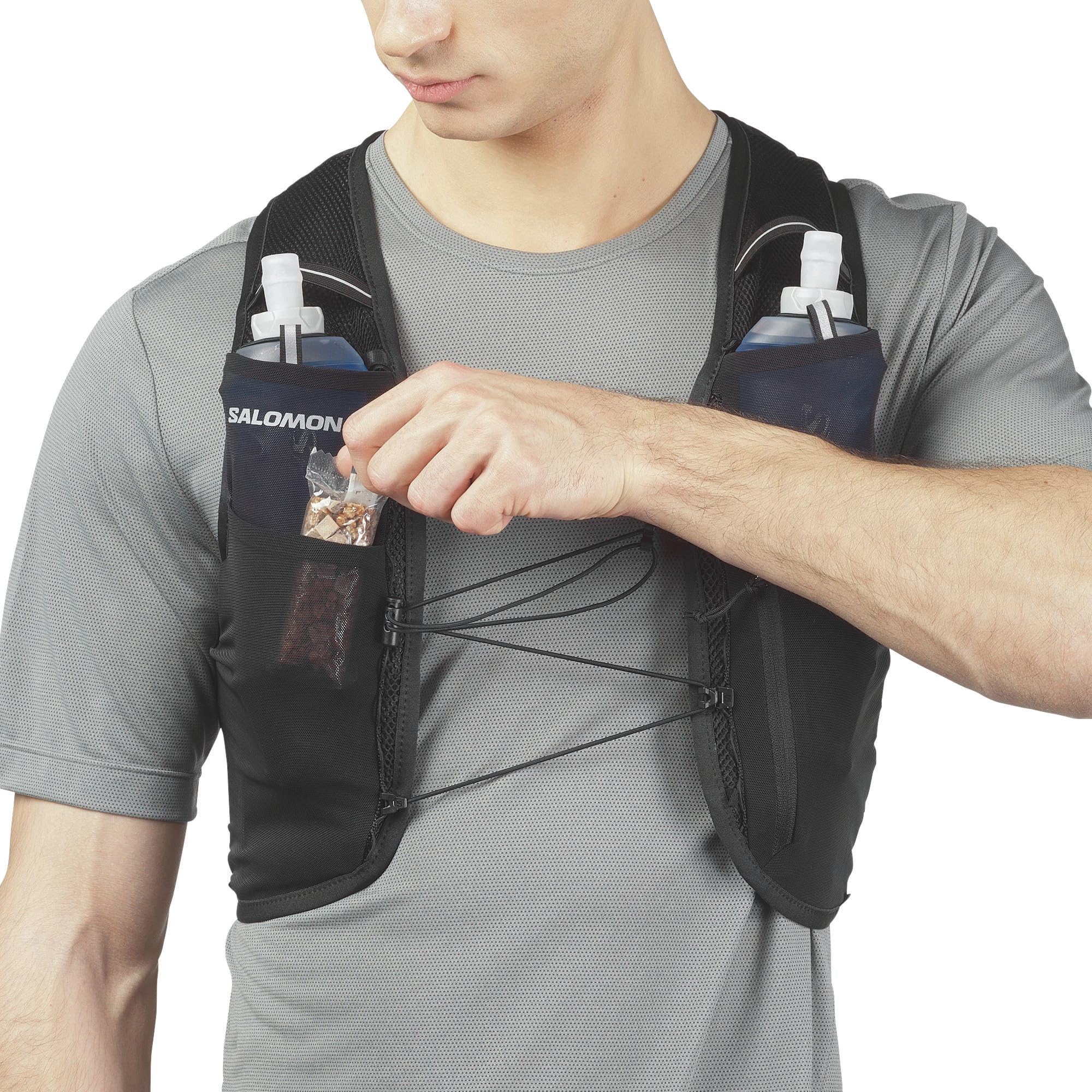 Salomon Adv Hydra Vest 4 Chaleco para correr con Flask incluido Unisex, Comodidad y estabilidad, Rápido acceso a la hidratación, Simplicidad
