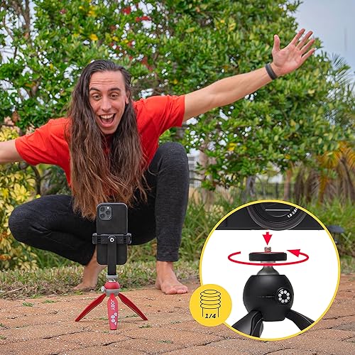 Miniatura 4 de Joby HandyPod 2 Kit de trípode de mesa con soporte de teléfono GripTight 360 y soporte de articulación de pines, trípode de teléfono para teléfonos